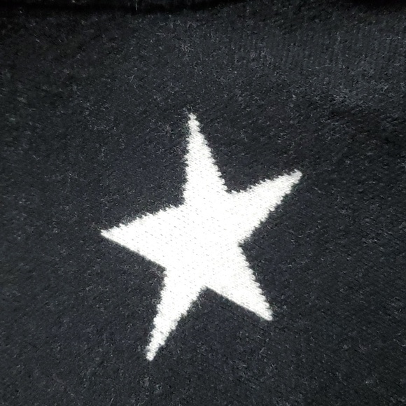 RACHEL ZOE BLACK W/WHITE STARS WARM&THICK CREW NECK SWEATER SZ MEDIUM - Picture 11 of 11